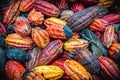 Colorful raw cacao beans Royalty Free Stock Photo