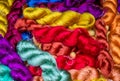 Colorful raw silk thread background Royalty Free Stock Photo