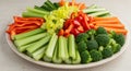 Colorful Raw Vegetable Platter on a Beige Plate Royalty Free Stock Photo