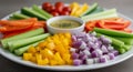 Colorful Raw Vegetable Platter with Dip Royalty Free Stock Photo