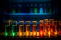 Colorful reagents laboratory tubes. Generate ai