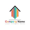 Colorful real estate home logo arrows