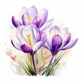 Colorful Realism: Detailed Watercolor Crocus Illustration