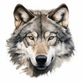 Colorful Realism: Hand-drawn Wolf Portrait On White Background Royalty Free Stock Photo