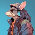 Colorful Realism: Rat In Street Wear - Azuki Nft Style Royalty Free Stock Photo