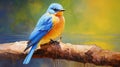 Colorful Realism: A Small Blue Bird In Digital Art Techniques Royalty Free Stock Photo