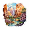 Colorful Realism Sticker Of A Canyon With Transparent Layers