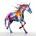 Colorful Realism: Unicorn Algorithmic Art With Motion Blur And Chrome-plated Silhouettes