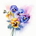 Colorful Realism: Watercolor Pansies Illustration With Multidimensional Layers