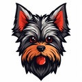 Colorful Realism Yorkshire Terrier Face Emblem For Mascot Logo