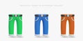 Colorful realistic 3d pants in different colors. Product for company selling clothes