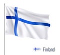 Realistic flag on white background. Finland. Vector illustration