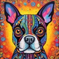 colorful realistic french bulldog. Illustration, AI generation