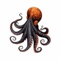 Colorful Realistic Octopus Silhouette: Powerful Symbolism In Dark Amber And Brown