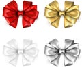 Colorful realistic satin bows isolated on white. Royalty Free Stock Photo