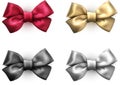 Colorful realistic satin bows isolated on white. Royalty Free Stock Photo