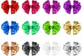 Colorful realistic satin bows isolated on white. Royalty Free Stock Photo