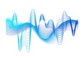 Colorful realistic sound waves amplitude vector graphic illustration. Colored gradient digital equalizer motion effect