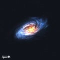 Colorful Realistic Spiral Galaxy on Space Background. Vector illustration. Royalty Free Stock Photo