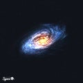 Colorful Realistic Spiral Galaxy on Space Background. Vector illustration.