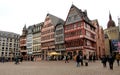 Timber-framed houses lining the Roemerberg, ancient main town square, Frankfurt, Germany