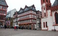 Timber-framed houses lining the Roemerberg, ancient main town square, Frankfurt, Germany