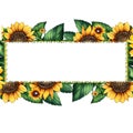 colorful rectangle border design with detailed sunflower,leaves and buds ai generated