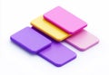 Colorful rectangular blocks in vibrant shades of pink purple and yellow arranged in a playful stack Royalty Free Stock Photo
