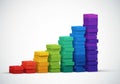 Of colorful rectangular boxes arranged in ascending order from left to Royalty Free Stock Photo