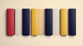 Colorful rectangular boxes arranged in a row
