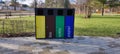 Colorful recycle bin Green yellow blue black Royalty Free Stock Photo