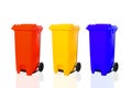 Colorful recycle bins isolated on white