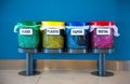 Colorful Recycle Bins in a Public place