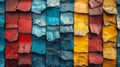 Colorful recycled plastic materials stacked together for an eco-friendly construction project Royalty Free Stock Photo