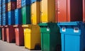 Colorful Recycling Bins at Container