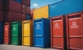 Colorful Recycling Bins at Container Yard Royalty Free Stock Photo