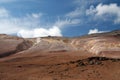 Colorful red barren dry landscape under blue sky, Kerlingarfjoll in Iceland