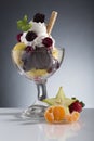 Colorful red berrie sundae decorated for menu card