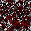 Colorful Red Black And White Geometric Swirls Bold Abstract Seamless Pattern, Vector