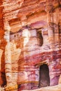 Colorful Red Blue Rock Tomb Petra Jordan