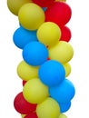 Colorful red blue yellow balloons isolated over white Royalty Free Stock Photo