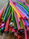 A large pile of colourful long modelling balloons Royalty Free Stock Photo