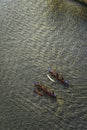 Colorful Red Canoes Waikiki Ala Wai Canal Honolulu Hawaii Royalty Free Stock Photo