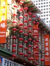 Colorful Red Chinese Lanterns in Chinatown in front of the Peking Bazaar in San Francisco, California Royalty Free Stock Photo