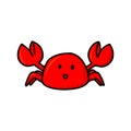 Colorful red crab vector illustration. Sea creature in flat design. Shell crab icon isolated on white background. Water animal wit Royalty Free Stock Photo