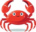 Colorful red crab vector. Sea creature shell crab icon isolated on white background Royalty Free Stock Photo