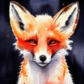 Fox illustration watercolor painting. Royalty Free Stock Photo