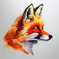 Fox illustration watercolor painting. Royalty Free Stock Photo