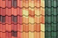 Colorful Red Green Orange Yellow corrugated metal roof sheets or metal sheet background Royalty Free Stock Photo