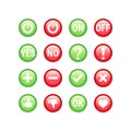 Colorful red and green yes and no button set Royalty Free Stock Photo